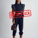 Velvet sleeve sport suit